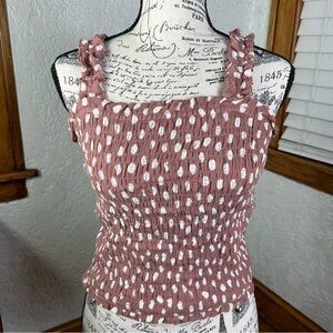 Abercrombie & Fitch | Polka Dot All Over Smocked Wide Strap Cami Size M